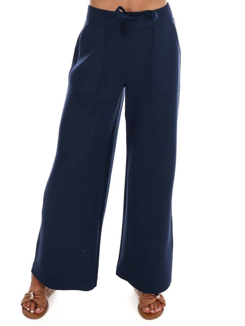 NEW SPANX french rib wide leg pant in timeless navy